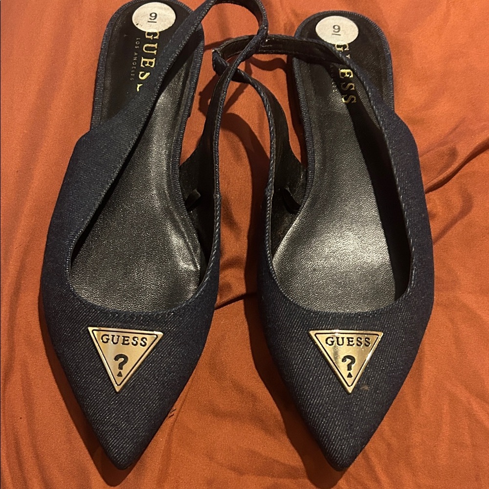 GUESS Women's Navy Slingback Flats